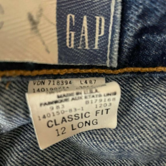 Vintage 90s Women’s Gap Blue Rigid Cotton Straight Leg Mom High Rise Jeans 12 L - Picture 5 of 5